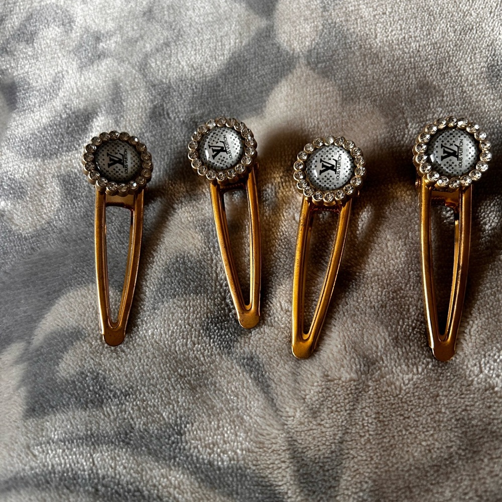 Gold and Silver Hair Clips with Crystal Accents